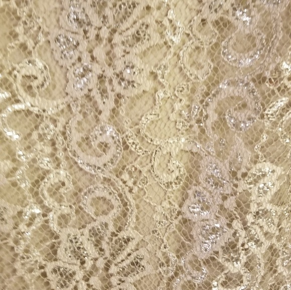 🍾 Calvin Klein Champagne Metallic Lace Dress - Picture 3 of 6